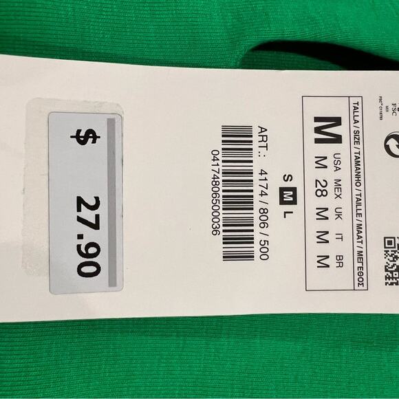 Zara Cut Out Asymmetrical Bodysuit - Green Size Medium NWT - Picture 4 of 5